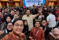Sri Mulyani pada agenda tutup kas 2024 dan launching coretax. 
