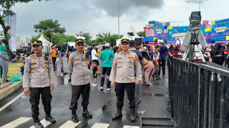 Pengamanan Live Musik Dahsyat RCTI oleh Polri dari Polsek Pasar Kemis, Tangerang Banten. (Istimewa)
