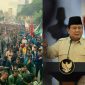Potret aksi ‘Indonesia Gelap’ di DKI Jakarta (kiri) dan Presiden RI Prabowo Subianto (kanan). (X.com/@barengwarga - Instagram.com/@prabowo)