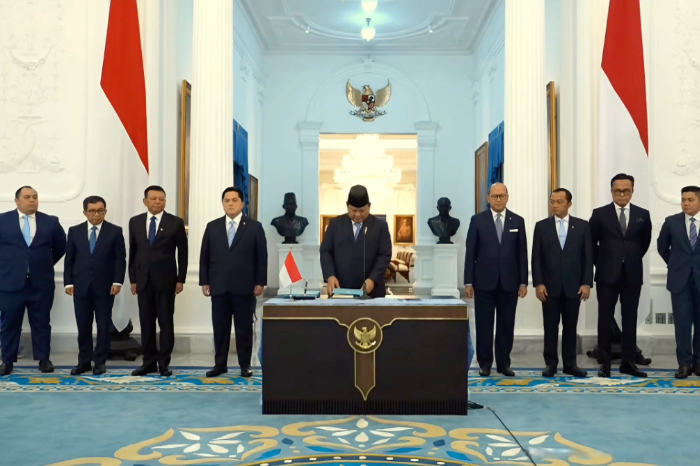 Foto: Presiden Prabowo Subianto saat peluncuran BP Investasi Danantara di Istana Merdeka, Jakarta, pada Senin, 24 Februari 2025. (YouTube Sekretariat Presiden)