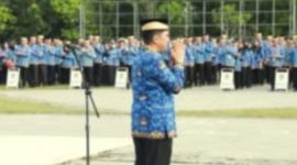 Sambutan perpisahan PJ Bupati Tangerang Andi Ony Saat apel hari Kesadaran Nasional. (Istimewa)