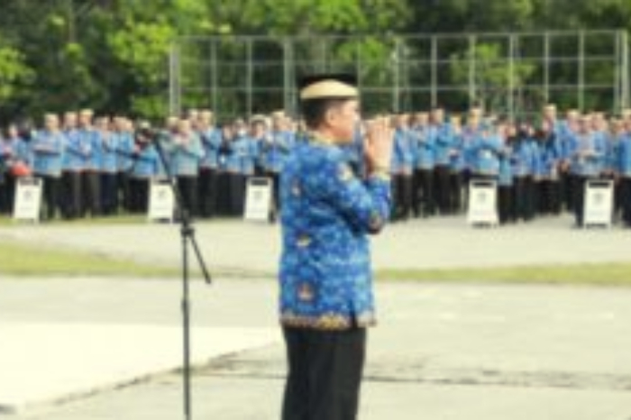 Sambutan perpisahan PJ Bupati Tangerang Andi Ony Saat apel hari Kesadaran Nasional. (Istimewa)