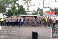 Potret Apel pengamanan malam takbir di halaman Polsek Mauk (Istimewa) 