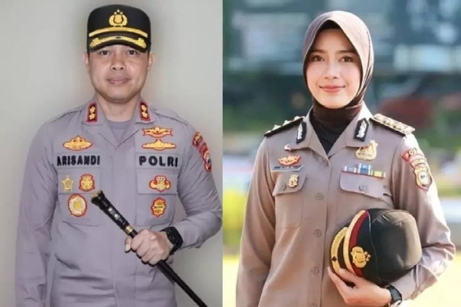 Istri dari AKBP Arisandi, AKBP Rise Sandiyantanti, kini menjabat sebagai Kapolres Pelabuhan Makassar sejak Maret 2025. Potret pasangan suami istri yang menjabat Kapolres. (Istimewa)