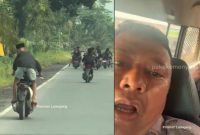 Remaja di Pasirian, Lumajang, Jawa Timur, akhirnya menangis setelah sebelumnya mengejek polisi yang sedang patroli dengan bokong. Video viral ini berujung pada pemanggilan orang tua dan tilang. (Kolase: TikTok Pak Eko Menyapa)