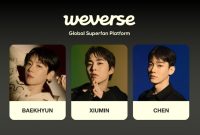 EXO-CBX di Weverse di Platform penggemar untuk konten eksklusif dan interaksi langsung antara EXO-CBX dan penggemar mereka. (Weverse Company)