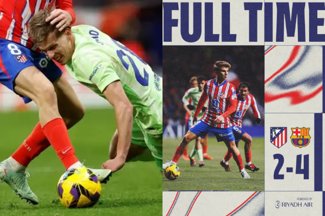 Hasil Atletico Madrid vs Barcelona 2-4. (Kolase FB Atlmadrid)