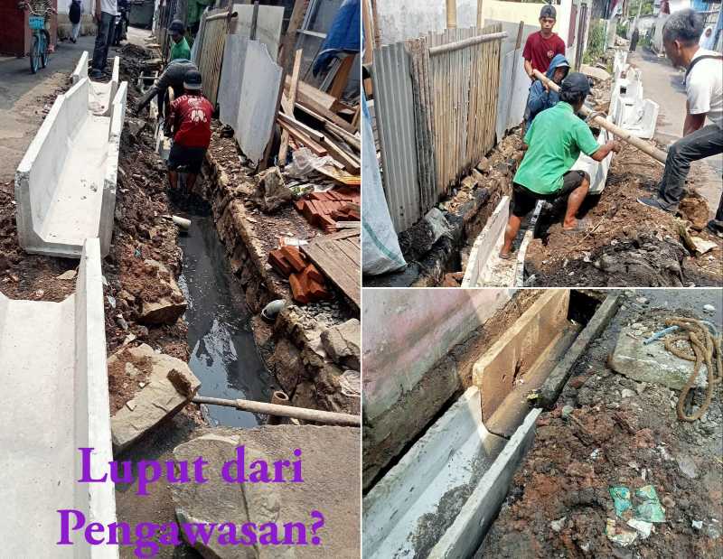 Metode pemasangan U-ditch terkesan asal jadi, tidak menggunakan amparan lantai dasar terlebih dahulu, tidak menggunakan mortar sebagai penyambung antar U-ditch, serta galian badan saluran yang tidak presisi (Metrosiar)