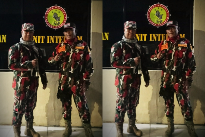 Petugas Polsek Rajeg dan anggota LMP melakukan patroli keamanan di wilayah Kecamatan Rajeg untuk mengantisipasi potensi kejahatan menjelang Lebaran.