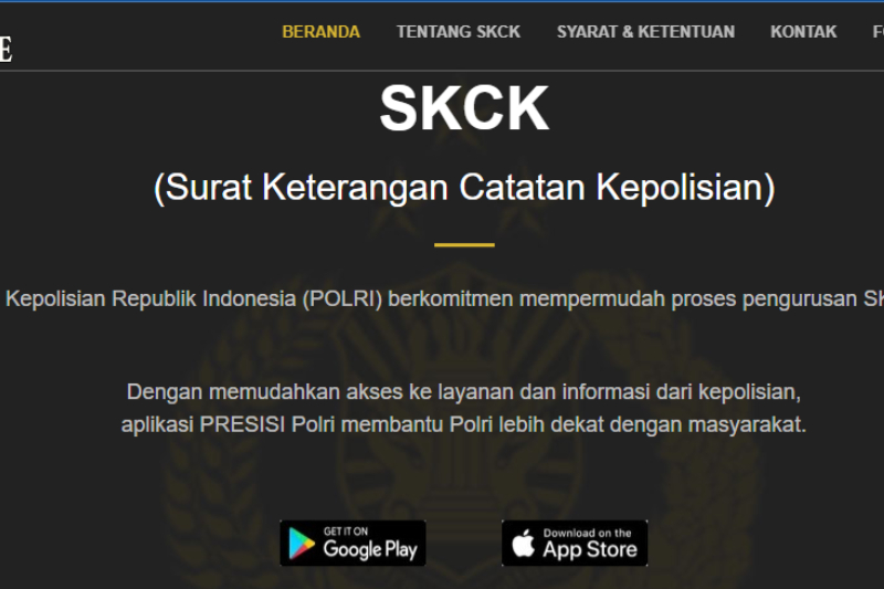 Kementerian BUMN buka Rekrutmen Bersama BUMN 2025. Pembuatan SKCK kini bisa dilakukan online lewat Polri Super App. Segera daftar! Tangkapan Layar laman SKCK Online Polri. (Foto: TL)