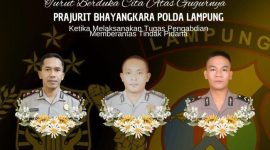 Polda Lampung berduka dengan gugurnya tiga anggota polisi tewas ditembak dalam operasi penggerebekan judi sabung ayam pada Senin (16/3/2025) (Istimewa)