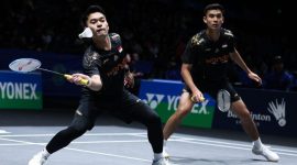 Leo Rolly Carnando/Bagas Maulana menekuk Lee Jhe-Huei/Yang Po Hsuan (Ganda Taiwan).
Hasil itu membuat Indonesia meraih satu tiket final di nomor ganda putra All England 2025. (PBSI)
