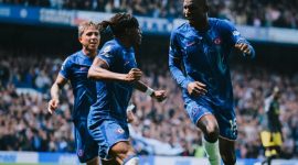 Selebrasi Nicholas Jackson (kanan) usai merobek gawang Everton (Foto: X.com/@ChelseaFC)