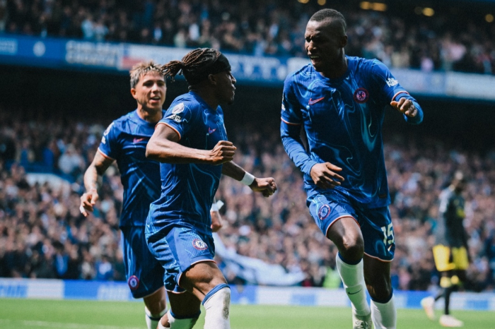 Selebrasi Nicholas Jackson (kanan) usai merobek gawang Everton (Foto: X.com/@ChelseaFC)