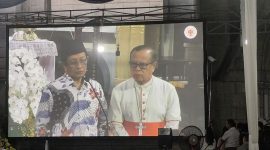 Potret Menang Nasaruddin Umar saat memberi sambutan di Misa Kenang Paus Fransiskus di Gereja Katedral Jakarta (Istimewa)