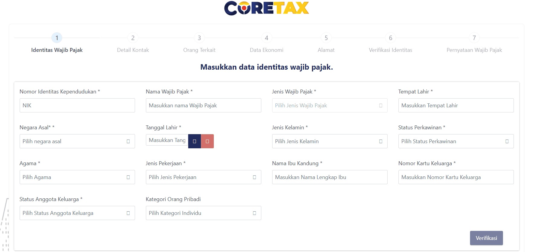 Setelah mengisi informasi kontak, klik “Verify” untuk memverifikasi nomor telepon dan email yang dimasukkan. Sistem akan mengirimkan kode OTP ke nomor telepon atau email yang terdaftar. Masukkan kode tersebut dan klik "Next".