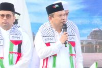 H. Turidi Susanto menyampaikan Orasi Bela Palestina di Taman Elektrik Pusat Pemerintahan Kota Tangerang