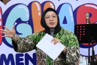 Wakil Bupati Tangerang Intan Nurul Hikmah berbicara di acara Tangkab Moment dalam rangka peringatan Hari Kartini di Eastvara Mall. (Foto: Diskominfo Kab.Tangerang)