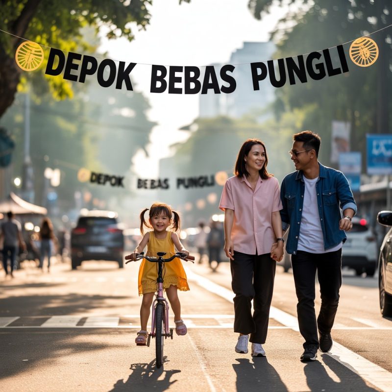Car Free Day Depok: Wajah Segar Warga Ternoda Pungli Bermodal Rompi Karang Taruna dan Dalih Kebersihan (Ideogram AI)