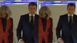 Tangkapan Layar video yang beredar terkait dugaan Presiden Prancis Emmanuel Macron bertengkar dengan istrinya, Brigitte. (X.com/@ylmz_srcmlk)