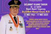 Bupati Tangerang Drs. H. Moch Maesyal Rasyid, M.Si dalam rangkaian peringatan hari ulang tahunnya yang ke-60, pada 17 Mei 2025. (Istimewa) 