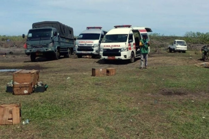 Potret lokasi insiden ledakan amunisi di Garut Jawa Barat. (X.com/@r4g4j1m351n)