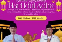 Foto: Camat Kemiri, Hendarto, S.STP., M.Si, bersama Sekretaris Camat Kemiri, Imam Bahlawi, S.Pd., M.Si, menyampaikan ucapan Selamat Hari Raya Idul Adha 1446 Hijriyah / 2025 Masehi. (Dok. MCCK Kemiri). 