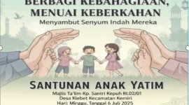 kegiatan santunan anak yatim yang diselenggarakan oleh Majlis Ta’lim Kampung Santri Kepuh, RT 02/01, Desa Klebet, Kecamatan Kemiri, pada hari Minggu, 6 Juli 2025. (Dok. Ade A Tajudin) 