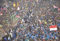 Kondisi Demo Dipenuhi oleh Buruh, Ojol dan Mahasiswa. (DOK. Istimewa)