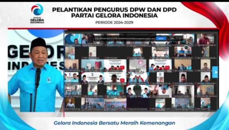 Pelantikan Pengurus DPW dan DPD Partai Gelora Indonesia secara hybrid Periode 2024-2029 (Dok. Metrosiar)