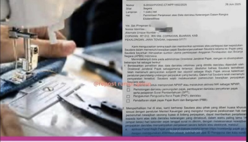 Seorang tukang jahit sederhana di Desa Coprayan, Kecamatan Buaran, Kabupaten Pekalongan, Jawa Tengah, mengalami kejadian yang mengejutkan pada Rabu (6/8/25). (Istimewa)