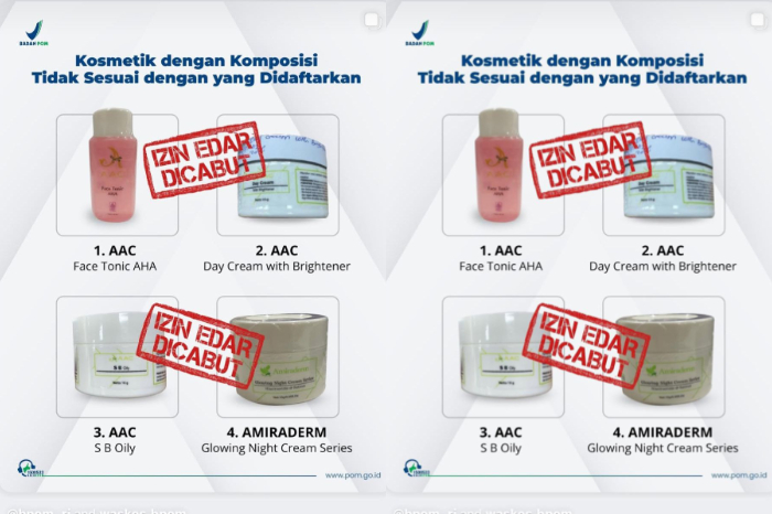 4 skincare milik Doktif dicabut izin edar oleh BPOM. (Foto: Dok. BPOM)