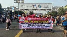 Kirab Merah Putih PNIB di Bekasi gaungkan semangat lawan intoleransi, terorisme, narkoba, dan khilafah demi persatuan Indonesia. (Foto: Dok. Istimewa/Metrosiar)
