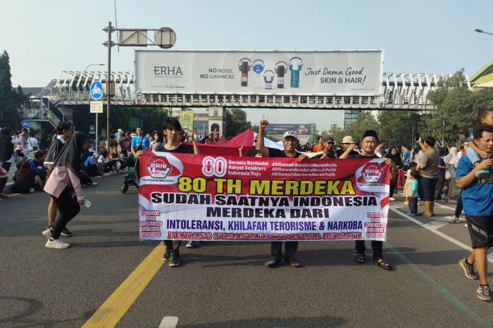 Kirab Merah Putih PNIB di Bekasi gaungkan semangat lawan intoleransi, terorisme, narkoba, dan khilafah demi persatuan Indonesia. (Foto: Dok. Istimewa/Metrosiar)