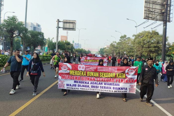 Kirab Merah Putih PNIB di Bekasi gaungkan semangat lawan intoleransi, terorisme, narkoba, dan khilafah demi persatuan Indonesia.