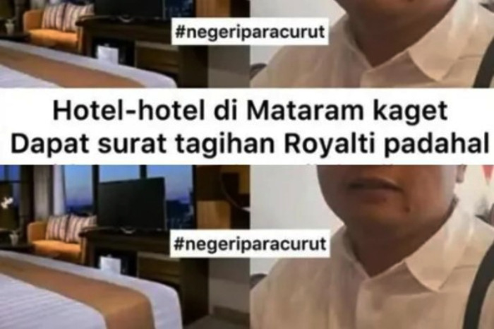 Tangkapan layar unggahan viral di media sosial mengenai dugaan LMKN mengirimkan surat penagihan royalti kepada pengusaha hotel di Mataram, NTB. (Threads.com/@satya.dharma77)