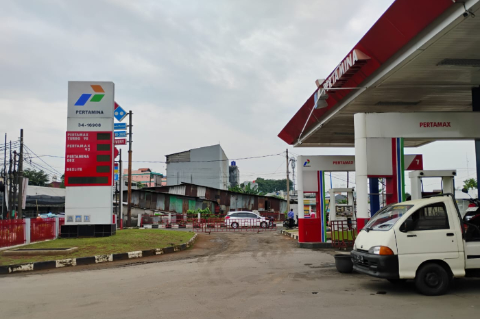 SPBU Pertamina milik swasta yang berada di Jl. Akses UI, Kelapa Dua, Cimanggis, Depok, Jawa Barat. (Konrad/Metrosiar)