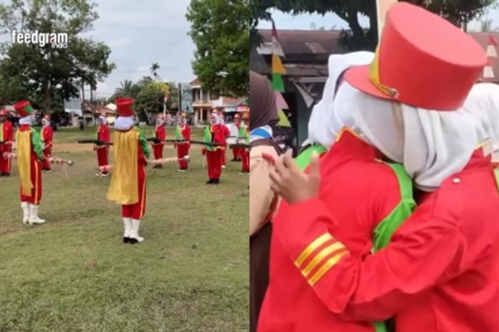 Insiden pasukan drumband sekolah di Jambi saat perayaan HUT RI ke-80 viral di media sosial. (Instagram.com/@feedgramindo)