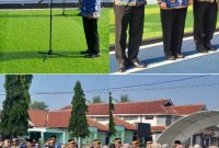 Apel berlangsung khidmat dengan diikuti oleh seluruh ASN, perwakilan TNI/Polri, dan perangkat kecamatan.(kolase/Metrosiar)