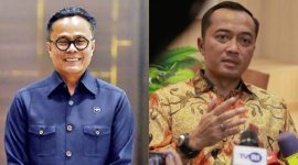 Mensesneg Prasetyo Hadi (kanan) umumkan Dony Oskaria (kiri) resmi menjabat sebagai Plt. Menteri BUMN. (Kolase Instagram/kemensetneg.ri - danantara.indonesia)