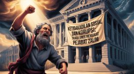 Foto Ilustrasi - Amos 8:4-7 menjadi teguran keras bagi pejabat korup di Indonesia yang merampas hak rakyat miskin. Tuhan tidak akan melupakan kejahatan itu. (AI Generated/Metrosiar)