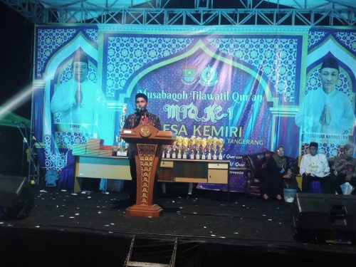 Daenuri Ketua Panitia Pelaksana MTQ tingkat Desa Kemiri saat menyampaikan sambutan pada Penutupan acara (dok.istimewa)