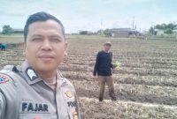 Pada Senin (29/12/25), tim Bhabinkamtibmas menyisir lahan jagung di Desa Mekar Baru untuk mengecek kondisi tanaman yang baru berusia 10 hari. (Humas Polres Tangerang/Metrosiar)