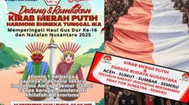 Kirab Merah Putih PNIB 14 Desember 2025: Pesan Ketum Gus Wal soal solidaritas bencana, pelestarian lingkungan, dan semangat kebangsaan anti-radikalisme, juga merayakan Haul Gus Dur. (Foto: Metrosiar)