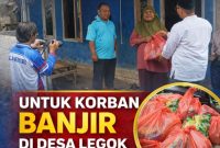 Penyaluran bantuan Pemerintah Kecamatan Kemiri dan KSB kepada warga Desa Legok Sukamaju yang terdampak banjir(Metrosiar/forum jurnalis kemiri)