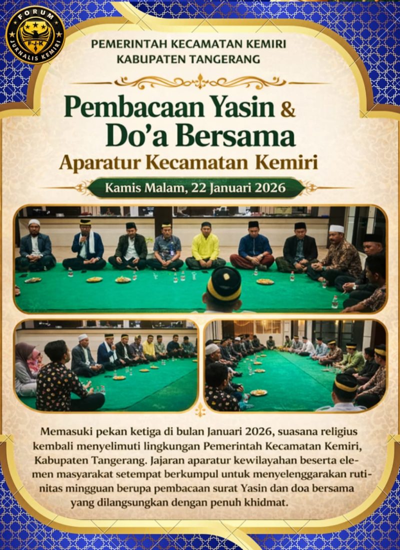 Para Aparatur pemerintah kecamatan kemiri bersama warga setempat yang sedang mengikuti kegiatan rutin malam Jum'at(dok.forum jurnalis kemiri)