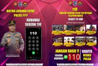 Sosialisasi layanan Call Center 110 sebagai layanan cepat kepolisian yang siap diakses masyarakat 24 jam.