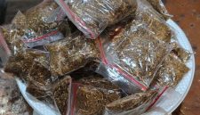 Barang bukti berupa puluhan paket tembakau sintetis yang telah dikemas dalam plastik klip bening dan siap diedarkan, diamankan petugas Satresnarkoba Polres Serang.