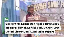 Wakil Bupati Ngada menyampaikan sambutan saat pembukaan Gebyar SMK Kabupaten Ngada Tahun 2026 di Taman Kartini, Bajawa, Rabu (29/4).