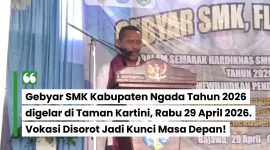Wakil Bupati Ngada menyampaikan sambutan saat pembukaan Gebyar SMK Kabupaten Ngada Tahun 2026 di Taman Kartini, Bajawa, Rabu (29/4).